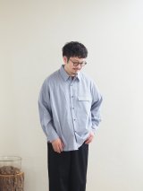 Still By Hand(スティルバイハンド) オーバーサイズストライプシャツ ブルーストライプ