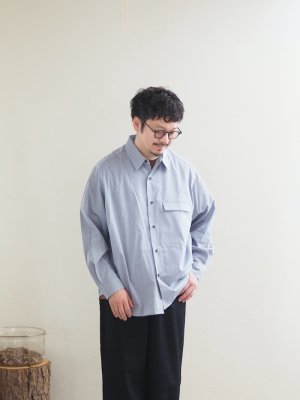 画像1: Still By Hand(スティルバイハンド) オーバーサイズストライプシャツ ブルーストライプ