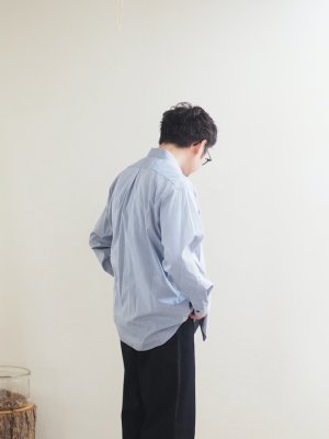 画像2: Still By Hand(スティルバイハンド) オーバーサイズストライプシャツ ブルーストライプ