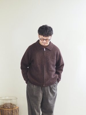 画像1: Still By Hand(スティルバイハンド) ニットブルゾン メランジブラウン