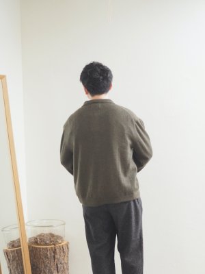 画像3: Still By Hand(スティルバイハンド) ウールモヘアポロカラーカーディガン オリーブ