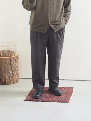 画像1: Still By Hand(スティルバイハンド) ウールシルクネップイージーテーパードパンツ ブラウン