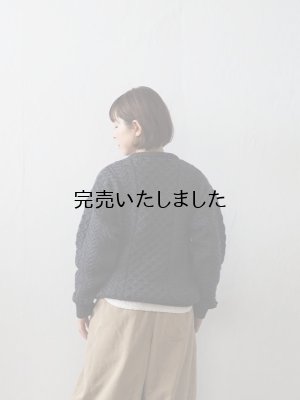 画像3: aran woollen mills（アランウーレンミルズ) ケーブル編みニット- ネイビーグレー