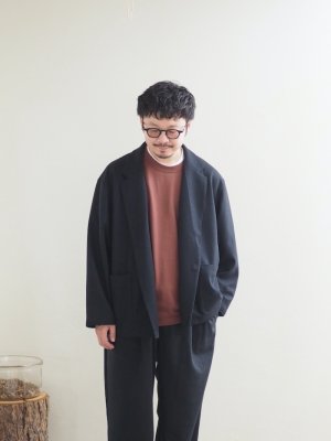 画像1: Still By Hand(スティルバイハンド) ウールジャージーセミダブルジャケット チャコール