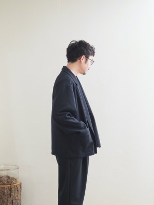 画像2: Still By Hand(スティルバイハンド) ウールジャージーセミダブルジャケット チャコール