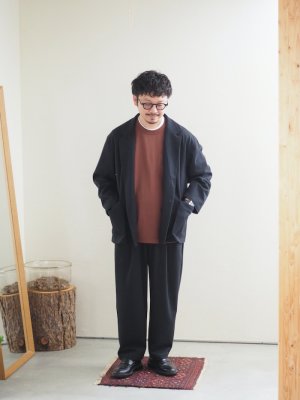 画像23: Still By Hand(スティルバイハンド) ウールジャージーセミダブルジャケット チャコール