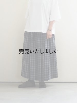 画像1: DUI JUJUDHAU(デュイ ズーズーダウ)GATHER SKIRT BLACK CHECK(COTTON LINEN)