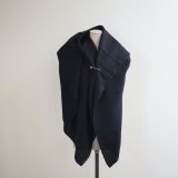 HONNETE(オネット) WOOL LINEN WASHED TWILL WIDE STOLE-black-