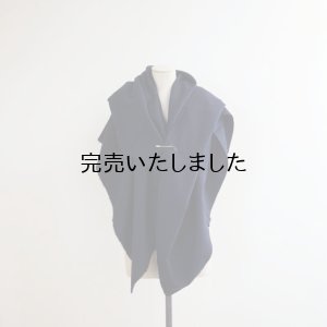 画像1: HONNETE(オネット) WOOL LINEN WASHED TWILL WIDE STOLE-black×navy check-