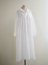 HONNETE(オネット) Gathered Long Shirt High Count Crushed Cotton White