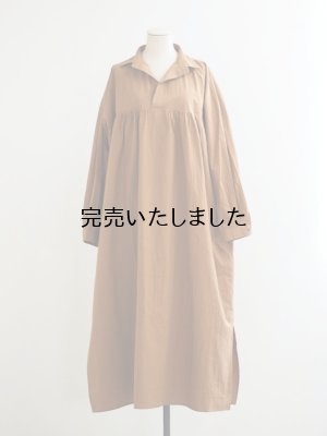 画像2: HONNETE(オネット) Gathered Long Shirt High Count Crushed Cotton Brown