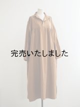 HONNETE(オネット) Gathered Long Shirt High Count Crushed Cotton Brown
