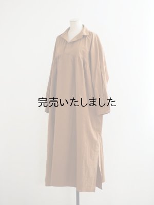 画像5: HONNETE(オネット) Gathered Long Shirt High Count Crushed Cotton Brown