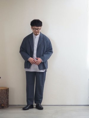 画像15: Still By Hand(スティルバイハンド) 強撚コットン 製品染め4タックパンツ ブルーグレー