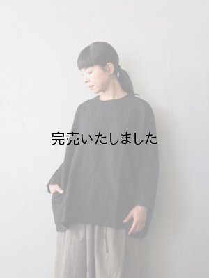画像1: jujudhau(ズーズーダウ) SMALL NECK SHIRTS-スモールネックシャツ-リネンコットンブラック