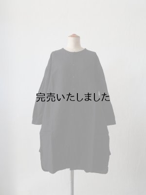 画像3: jujudhau(ズーズーダウ) SHIRTS TUNIC-シャツチュニック-リネンコットンブラック