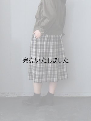 画像3: jujudhau(ズーズーダウ) KINCHAKU SKIRT-キンチャクスカート- リネン タータン