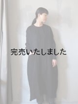 jujudhau(ズーズーダウ) BOX LONG DRESS-ボックスロングドレス- リネンヘリンボンブラック