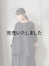 jujudhau(ズーズーダウ) SMALL NECK SHIRTS-スモールネックシャツ- リネンコットンブラック