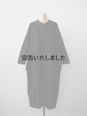 画像1: jujudhau(ズーズーダウ) BUTTON DRESS-ボタンドレス-ウールリネンブラック