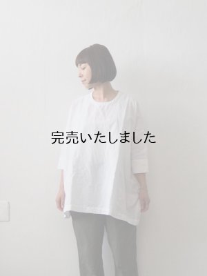 画像1: jujudhau(ズーズーダウ) SMALL NECK SHIRTS-スモールネックシャツ-リネンコットンホワイト