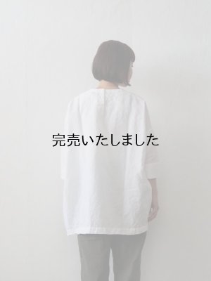 画像3: jujudhau(ズーズーダウ) SMALL NECK SHIRTS-スモールネックシャツ-リネンコットンホワイト