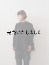 jujudhau(ズーズーダウ) STAND COLLAR SHIRTS-スタンドカラーシャツ-リネンコットンブラック