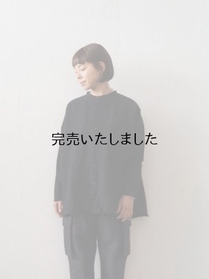 画像1: jujudhau(ズーズーダウ) STAND COLLAR SHIRTS-スタンドカラーシャツ-リネンコットンブラック