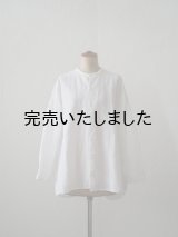 jujudhau(ズーズーダウ) STAND COLLAR SHIRTS-スタンドカラーシャツ-リネンコットンホワイト