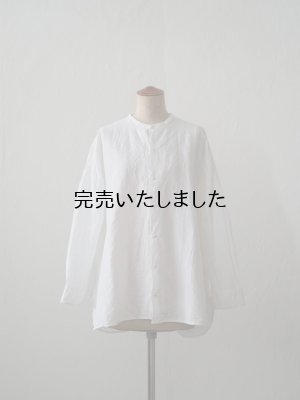 画像1: jujudhau(ズーズーダウ) STAND COLLAR SHIRTS-スタンドカラーシャツ-リネンコットンホワイト