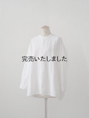 画像4: jujudhau(ズーズーダウ) STAND COLLAR SHIRTS-スタンドカラーシャツ-リネンコットンホワイト