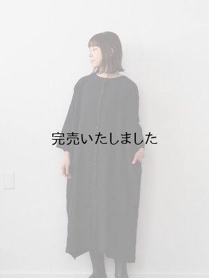 画像1: jujudhau(ズーズーダウ) DAIKEI DRESS-ダイケイドレス-リネンブラック