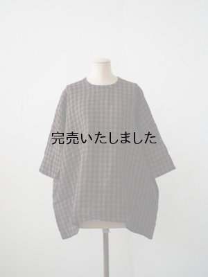 画像1: jujudhau(ズーズーダウ) SMALL NECK SHIRTS-スモールネックシャツ- ブラウンギンガム