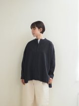 jujudhau(ズーズーダウ) STAND COLLAR SHIRTS-スタンドカラーシャツ-コットンブラック