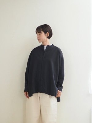 画像1: jujudhau(ズーズーダウ) STAND COLLAR SHIRTS-スタンドカラーシャツ-コットンブラック
