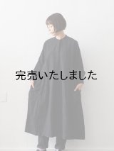  jujudhau(ズーズーダウ) STAND COLLAR DRESS-スタンドカラードレス- リネンコットンブラック