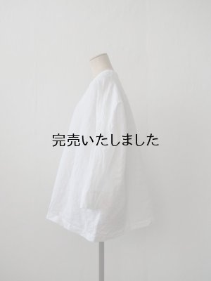 画像2: jujudhau(ズーズーダウ) SMALL NECK SHIRTS-スモールネックシャツ- リネンコットンホワイト