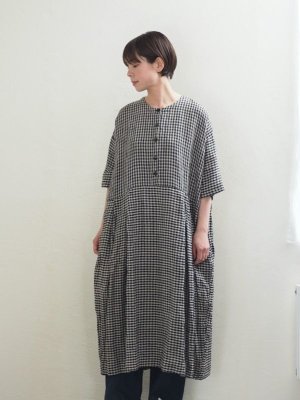 画像1: jujudhau(ズーズーダウ) BUTTON DRESS-ギンガムチェック