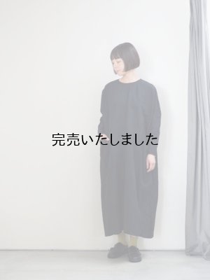 画像1: jujudhau(ズーズーダウ) BOX LONG DRESS-ボックスロングドレス-リネンコットンブラック
