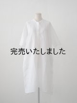 jujudhau(ズーズーダウ) STAND COLLAR DRESS-スタンドカラードレス- LINEN COTTON WHITE