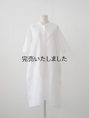 画像1: jujudhau(ズーズーダウ) STAND COLLAR DRESS-スタンドカラードレス- LINEN COTTON WHITE