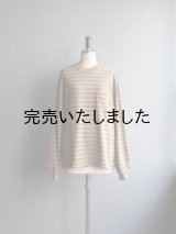 ENDS and MEANS(エンズアンドミーンズ) Horizontal Stripe L/S Tee ブラウンストライプ
