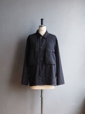 画像7: Still By Hand(スティルバイハンド) ポリエステル製品染めWポケットシャツジャケット ブラックネイビー