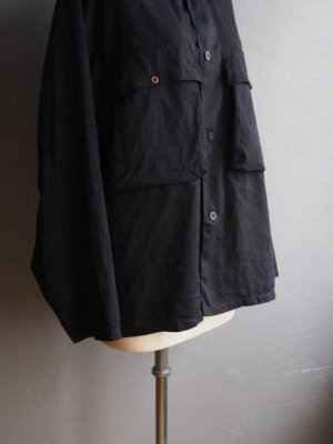 画像15: Still By Hand(スティルバイハンド) ポリエステル製品染めWポケットシャツジャケット ブラックネイビー