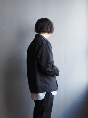 画像5: Still By Hand(スティルバイハンド) ポリエステル製品染めWポケットシャツジャケット ブラックネイビー