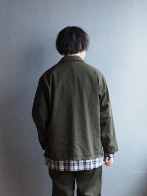 画像6: Still By Hand(スティルバイハンド) ポリエステル製品染めWポケットシャツジャケット ダークオリーブ