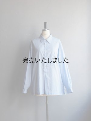 画像4: Still By Hand(スティルバイハンド) コットンストライプレギュラーカラープルオーバーシャツ ブルー