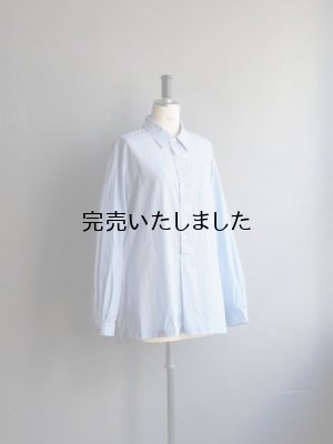 画像8: Still By Hand(スティルバイハンド) コットンストライプレギュラーカラープルオーバーシャツ ブルー