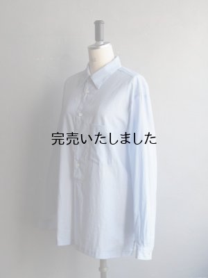 画像14: Still By Hand(スティルバイハンド) コットンストライプレギュラーカラープルオーバーシャツ ブルー