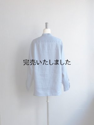 画像9: Still By Hand(スティルバイハンド) リネンWポケットバンドカラーシャツ ブルー